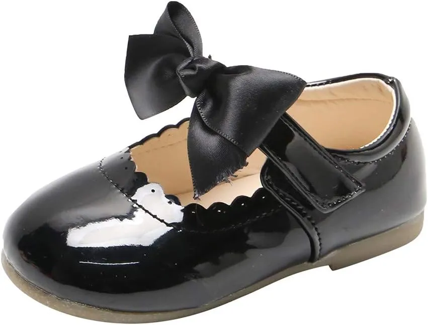 Toddler Flower Girl Dress Shoes Patent Bow Mary Jane Ballet Flats Wedding Party School Shoes Baby Church Shoes