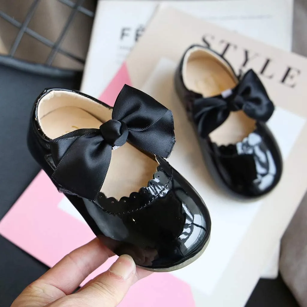 Toddler Flower Girl Dress Shoes Patent Bow Mary Jane Ballet Flats Wedding Party School Shoes Baby Church Shoes