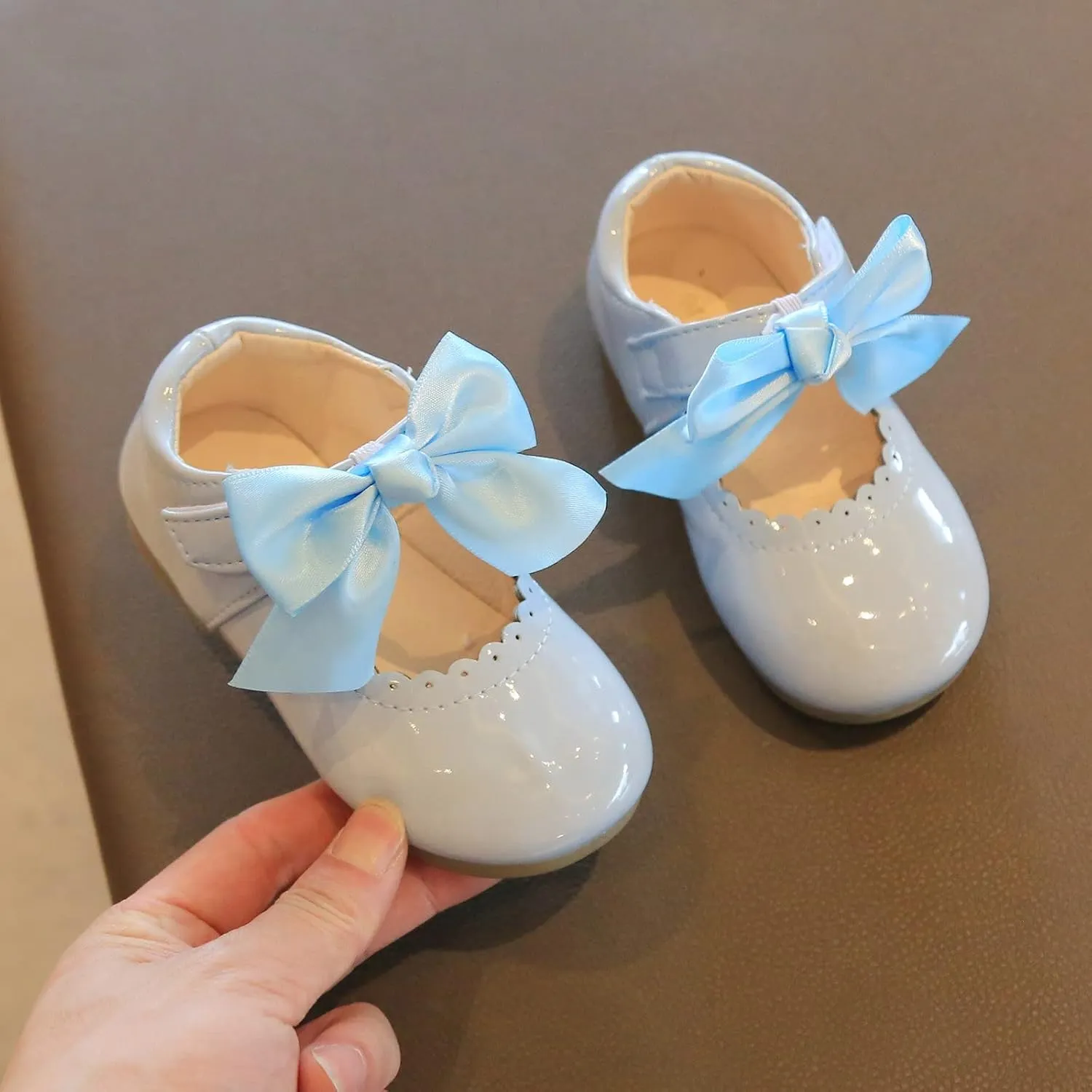 Toddler Flower Girl Dress Shoes Patent Bow Mary Jane Ballet Flats Wedding Party School Shoes Baby Church Shoes