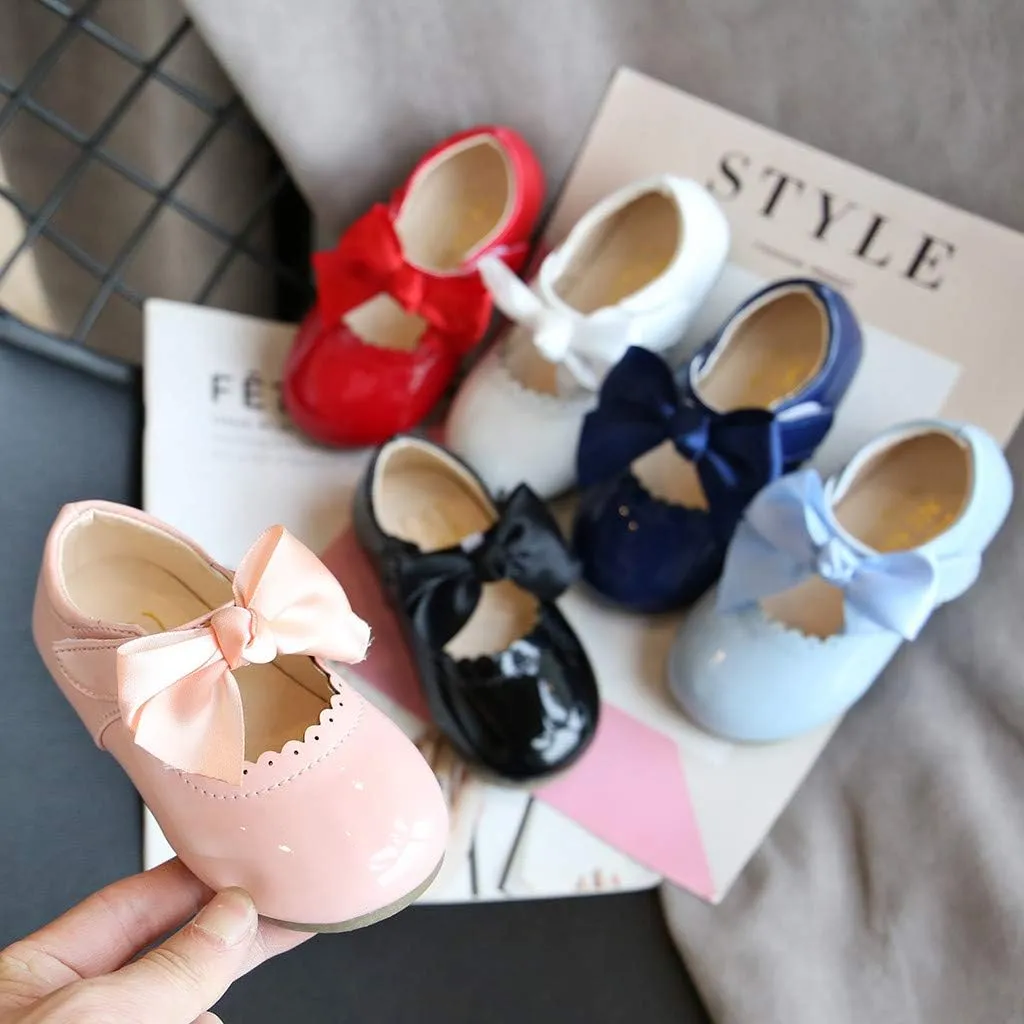 Toddler Flower Girl Dress Shoes Patent Bow Mary Jane Ballet Flats Wedding Party School Shoes Baby Church Shoes