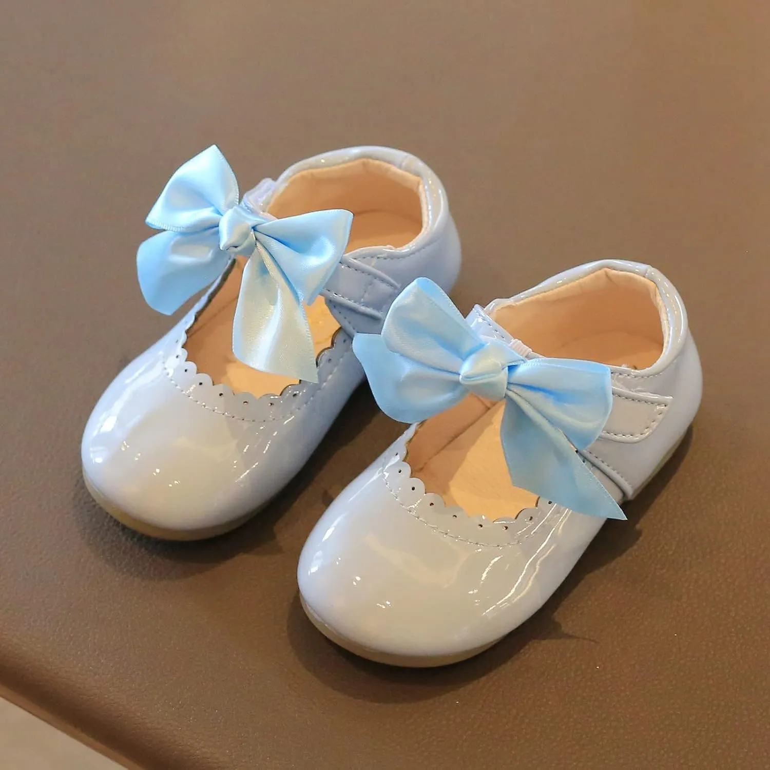 Toddler Flower Girl Dress Shoes Patent Bow Mary Jane Ballet Flats Wedding Party School Shoes Baby Church Shoes