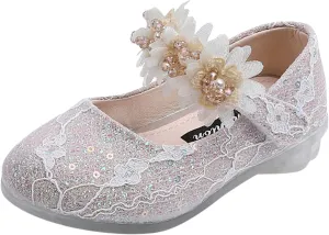 Toddler Flower Girl Dress Shoes Rhinstones Pearls Mary Jane Ballet Flats Wedding Party Toddler Kids Shoes