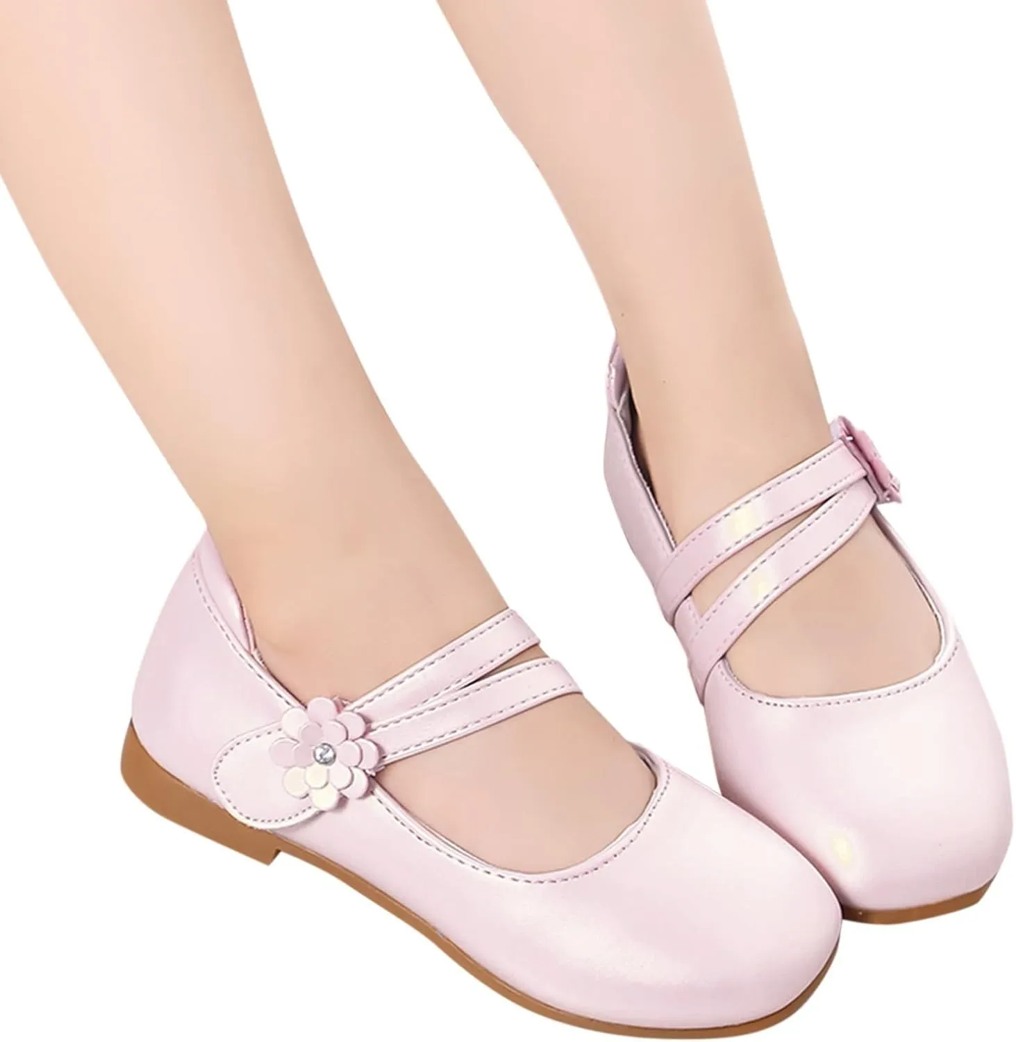 Toddler Girls Dress Shoes Flower Girl Shoes Ballerina Flat Mary Jane Wedding Party Flower Shoes(Little Kids Shoes