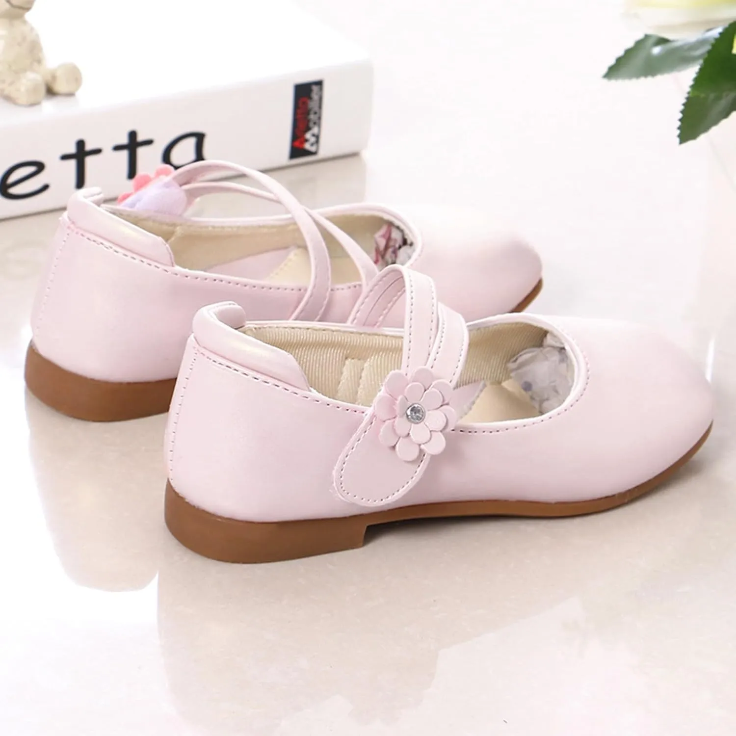Toddler Girls Dress Shoes Flower Girl Shoes Ballerina Flat Mary Jane Wedding Party Flower Shoes(Little Kids Shoes