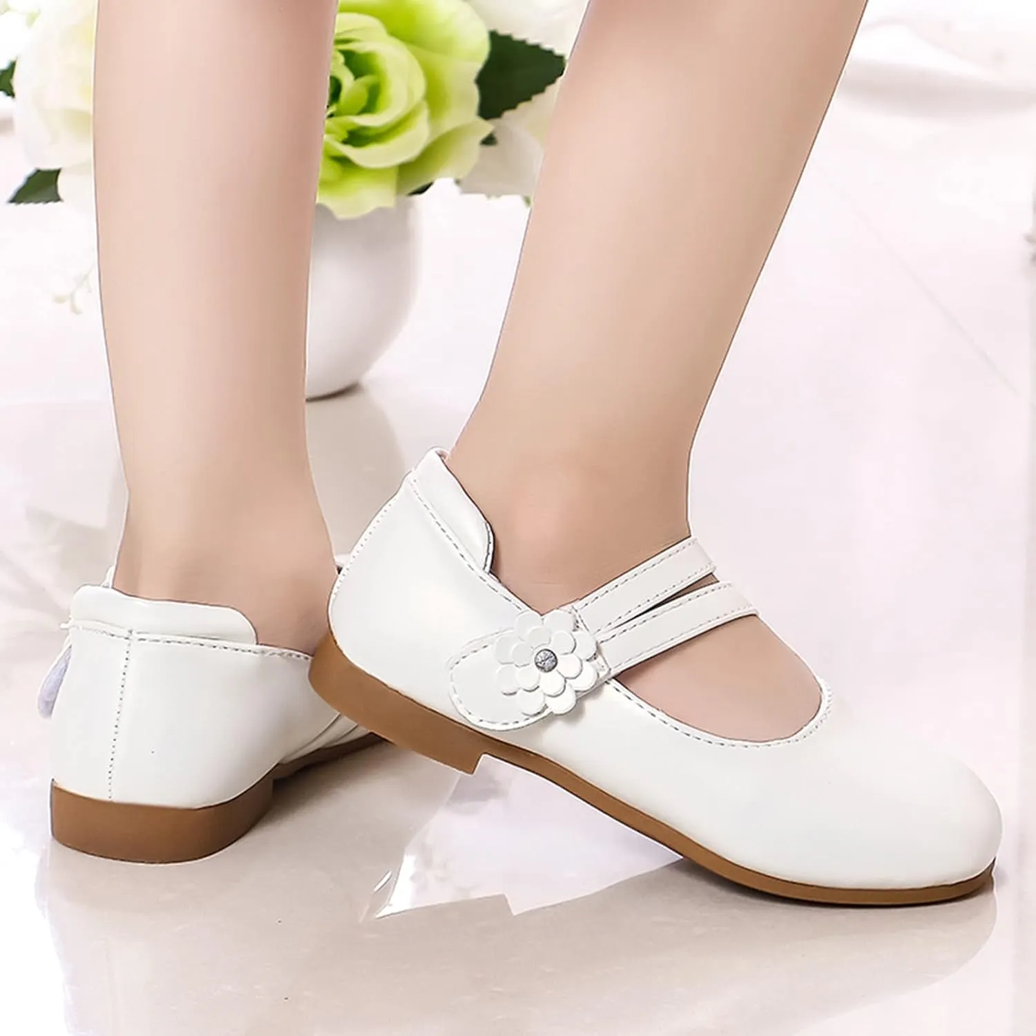 Toddler Girls Dress Shoes Flower Girl Shoes Ballerina Flat Mary Jane Wedding Party Flower Shoes(Little Kids Shoes