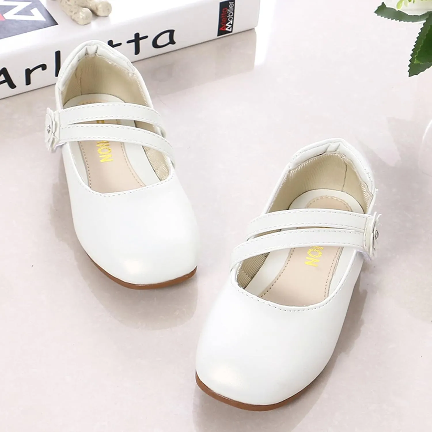Toddler Girls Dress Shoes Flower Girl Shoes Ballerina Flat Mary Jane Wedding Party Flower Shoes(Little Kids Shoes