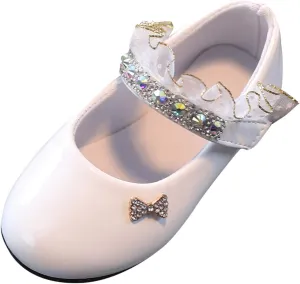 Toddler Girls Dress Shoes Rhinstones Mary Jane Ballet Flats Flower Girl School Party Wedding Shoes