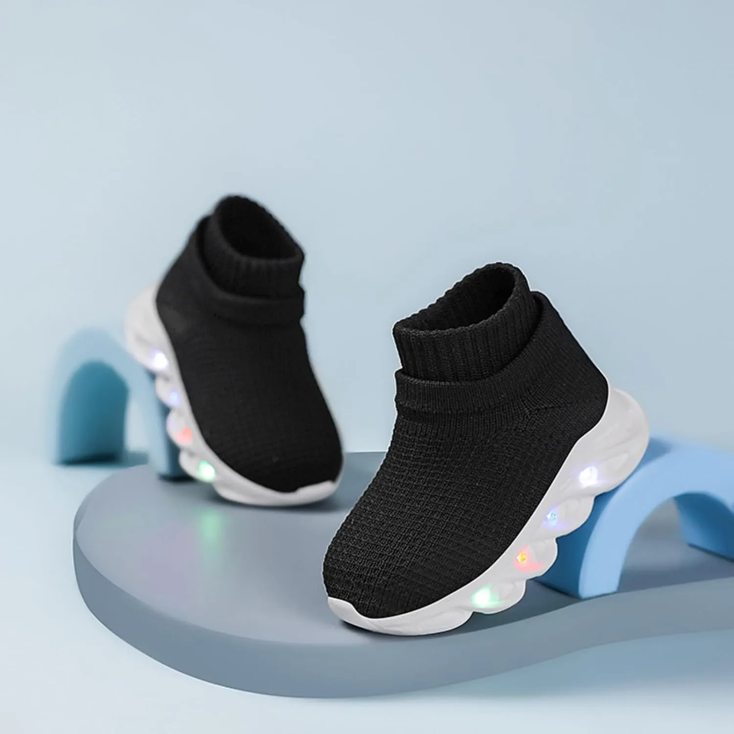 Toddler Little Kids Sneaker Light Up Slip-on Breathable Athletic Casual Walking Tennis Boys Girls Shoe