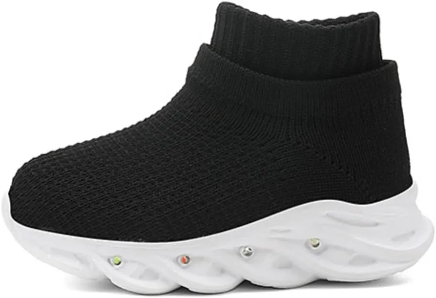 Toddler Little Kids Sneaker Light Up Slip-on Breathable Athletic Casual Walking Tennis Boys Girls Shoe