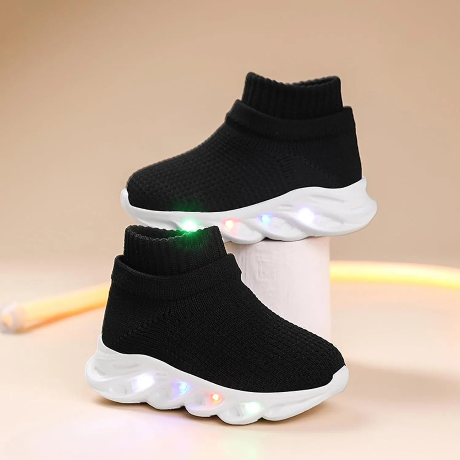 Toddler Little Kids Sneaker Light Up Slip-on Breathable Athletic Casual Walking Tennis Boys Girls Shoe
