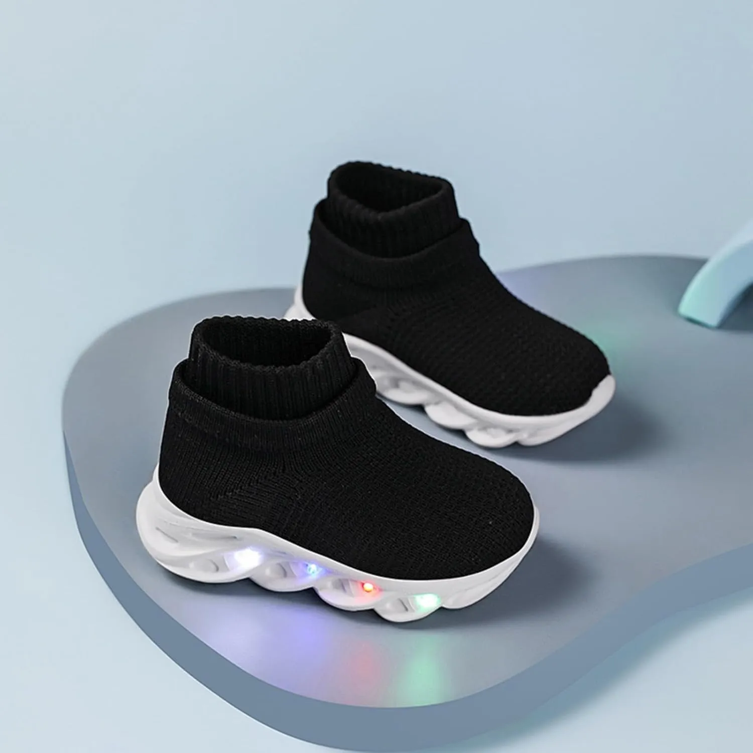 Toddler Little Kids Sneaker Light Up Slip-on Breathable Athletic Casual Walking Tennis Boys Girls Shoe