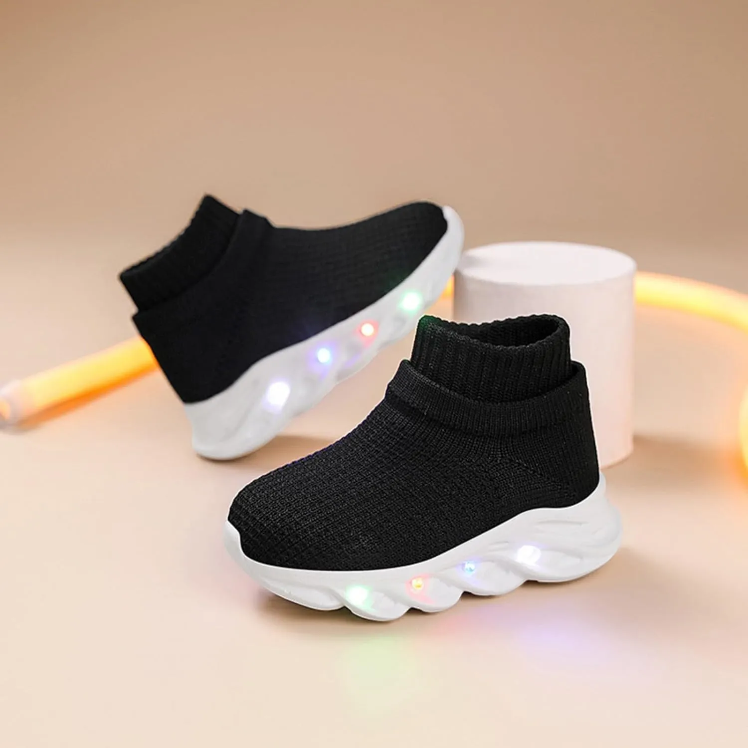 Toddler Little Kids Sneaker Light Up Slip-on Breathable Athletic Casual Walking Tennis Boys Girls Shoe