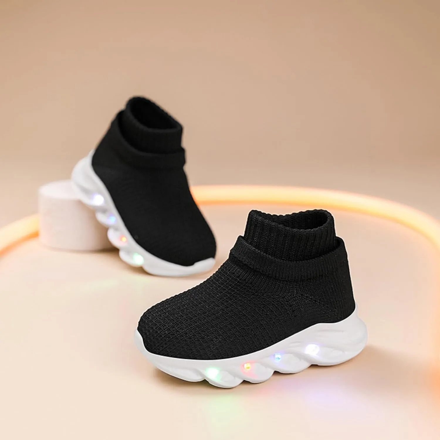 Toddler Little Kids Sneaker Light Up Slip-on Breathable Athletic Casual Walking Tennis Boys Girls Shoe