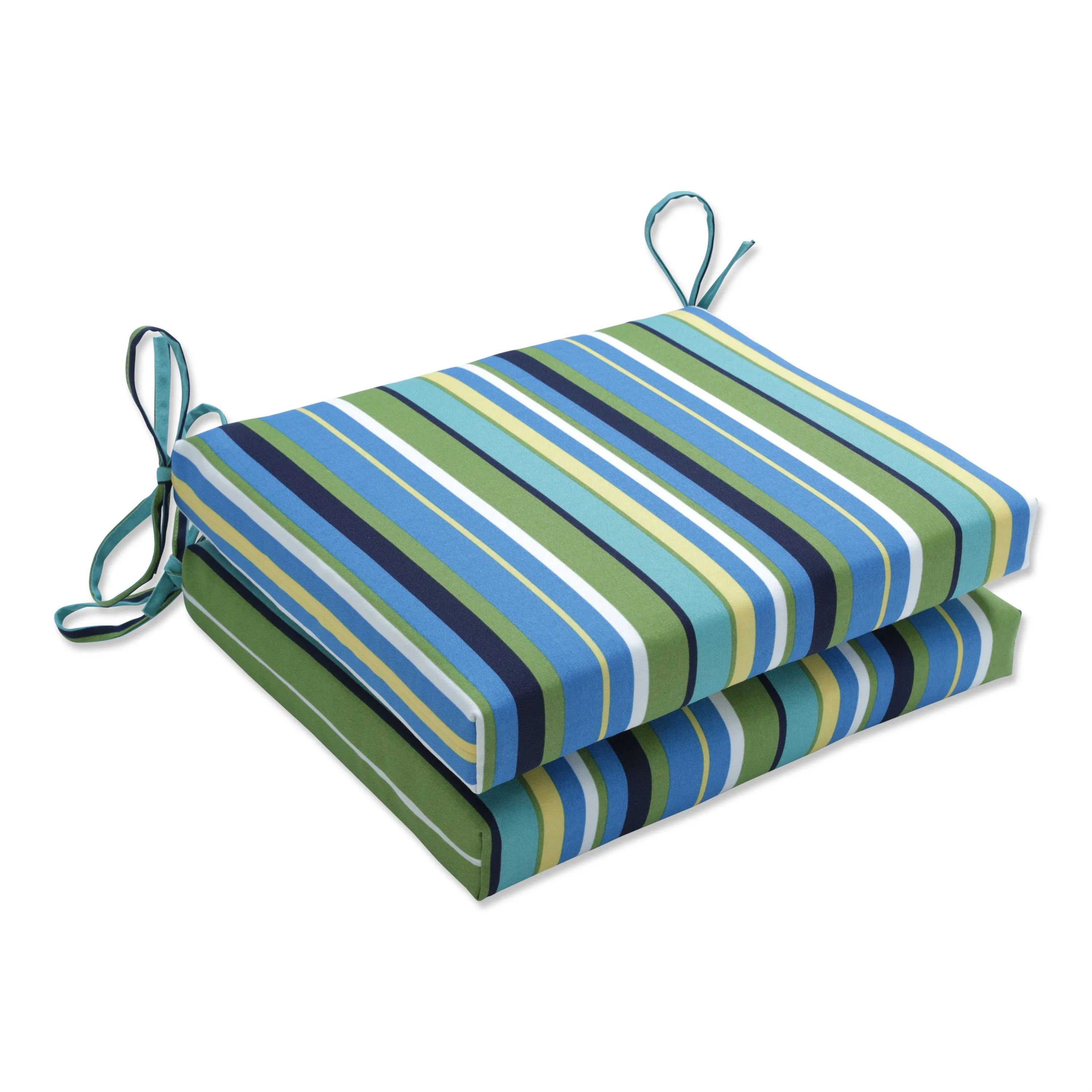 Topanga Stripe Lagoon Squared Corners Seat Cushion (Set Of 2)