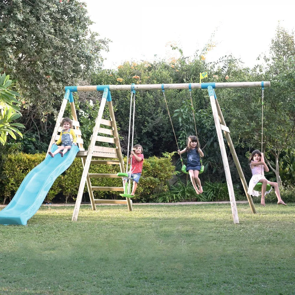 TP Knightswood Triple Wooden Swing & Slide Set with Glide and Button Seat (UK Mainland Only)