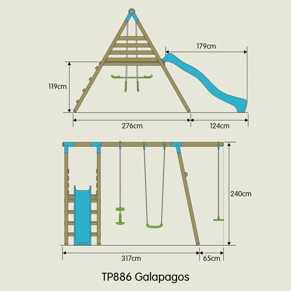 TP Knightswood Triple Wooden Swing & Slide Set with Glide and Button Seat (UK Mainland Only)