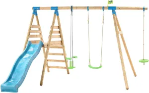 TP Knightswood Triple Wooden Swing & Slide Set with Glide and Button Seat (UK Mainland Only)