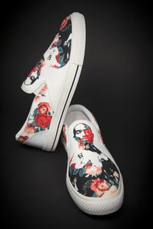 Tupac Floral Print Canvas Men's Slip On Low-Top