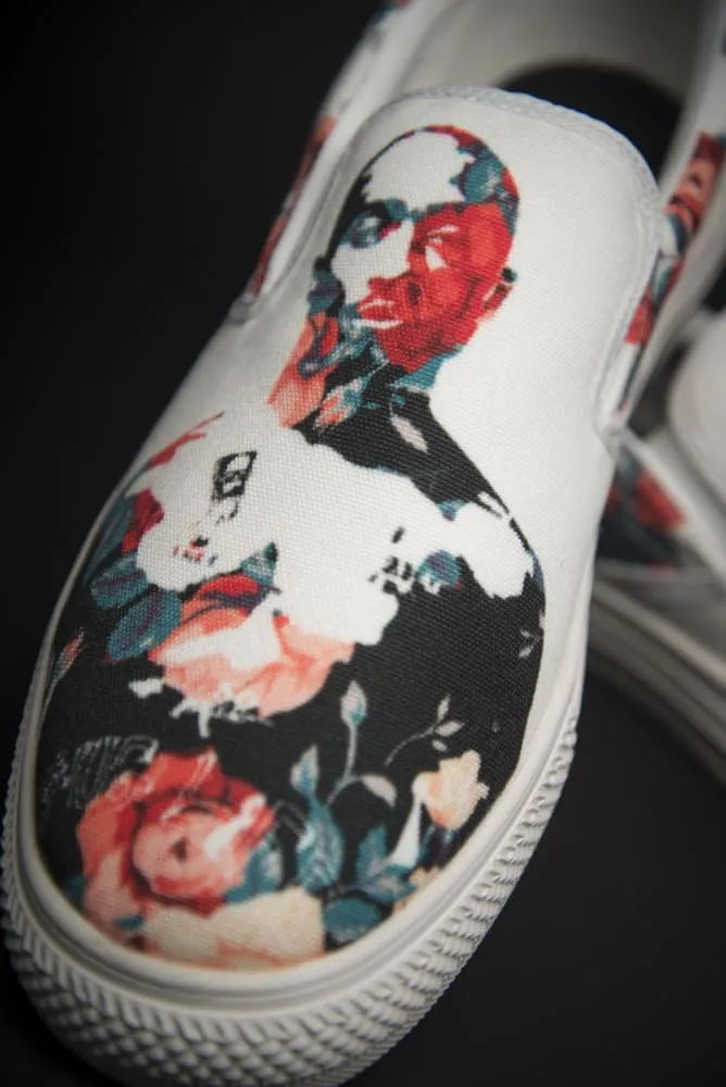 Tupac Floral Print Canvas Men's Slip On Low-Top