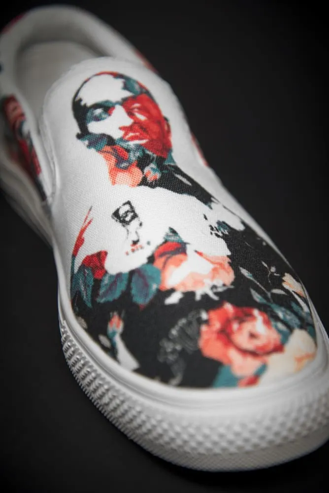 Tupac Floral Print Canvas Men's Slip On Low-Top