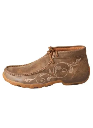 Twisted X Women's Bomber Floral Embroidered Leather Driving Mocs Casual Shoe WDM0041