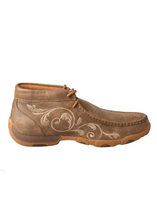 Twisted X Women's Bomber Floral Embroidered Leather Driving Mocs Casual Shoe WDM0041