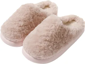 Unisex Fuzzy House Slipper Sort Sole Flat Slip On Slipper Bedroom Slippers for Men Casual Non Slip Winter Slipper