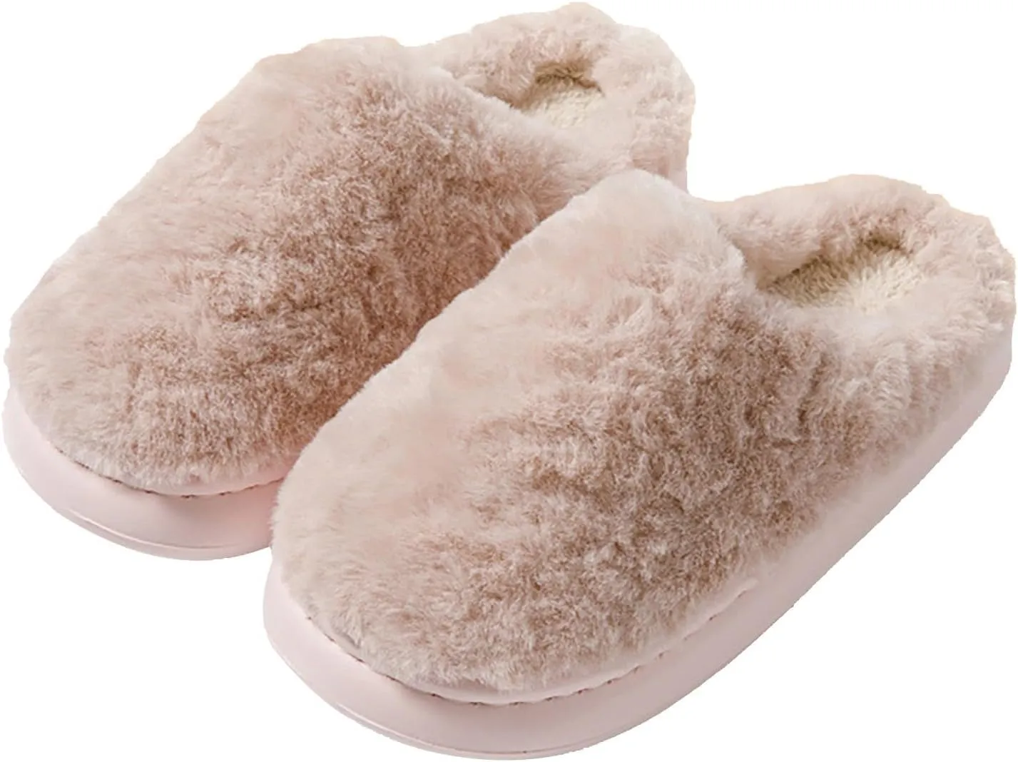 Unisex Fuzzy House Slipper Sort Sole Flat Slip On Slipper Bedroom Slippers for Men Casual Non Slip Winter Slipper