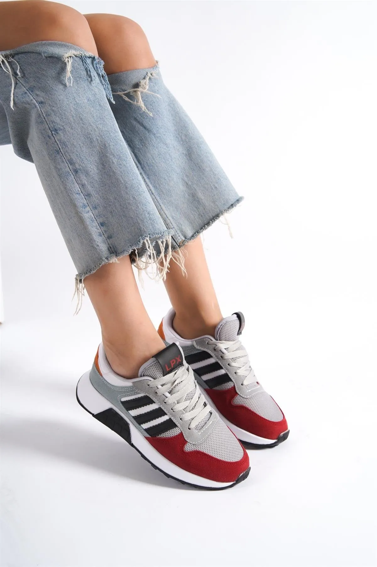 Unisex Red 3 Stripes Sneaker