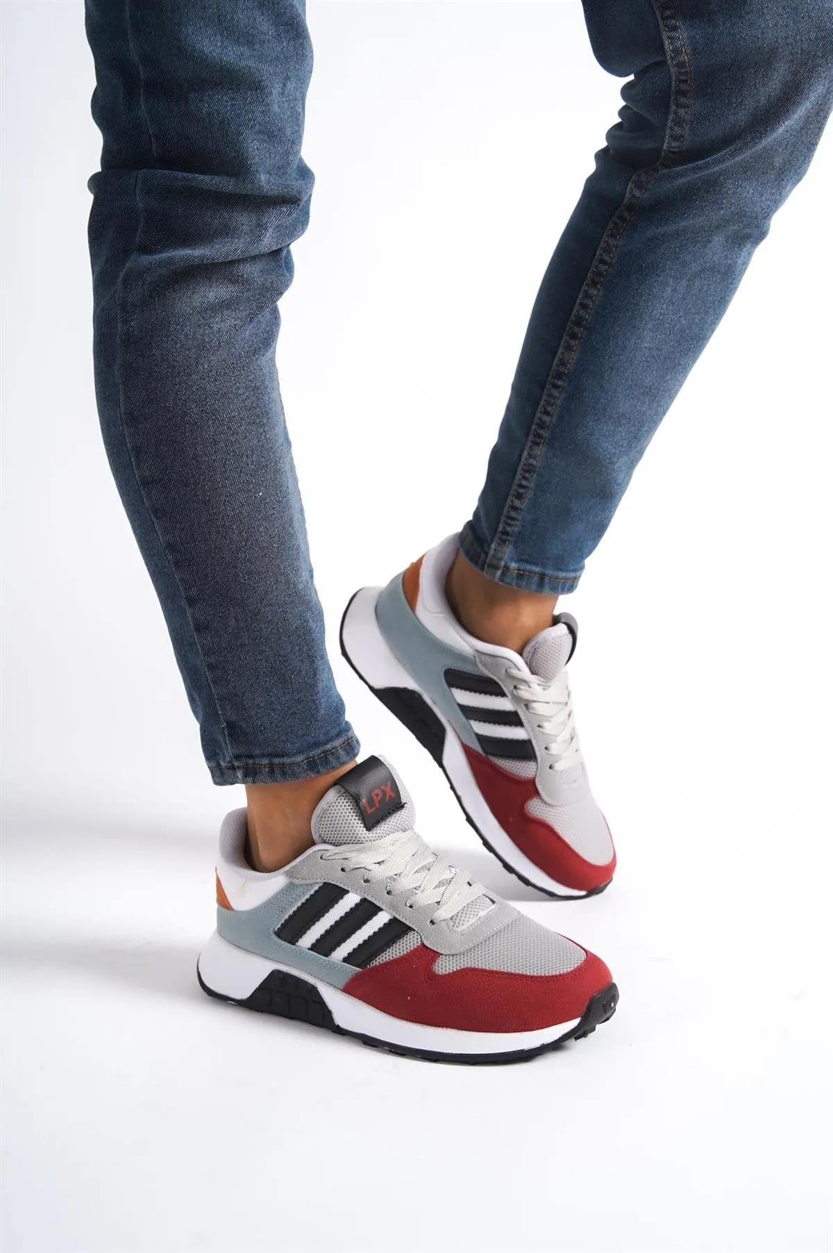 Unisex Red 3 Stripes Sneaker