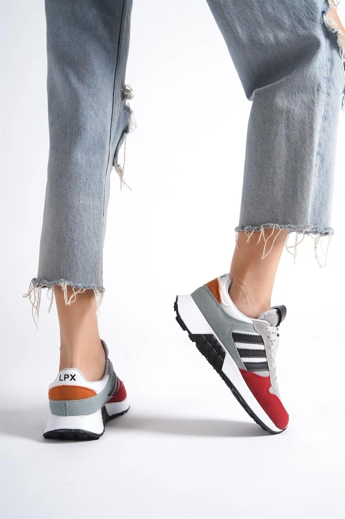 Unisex Red 3 Stripes Sneaker