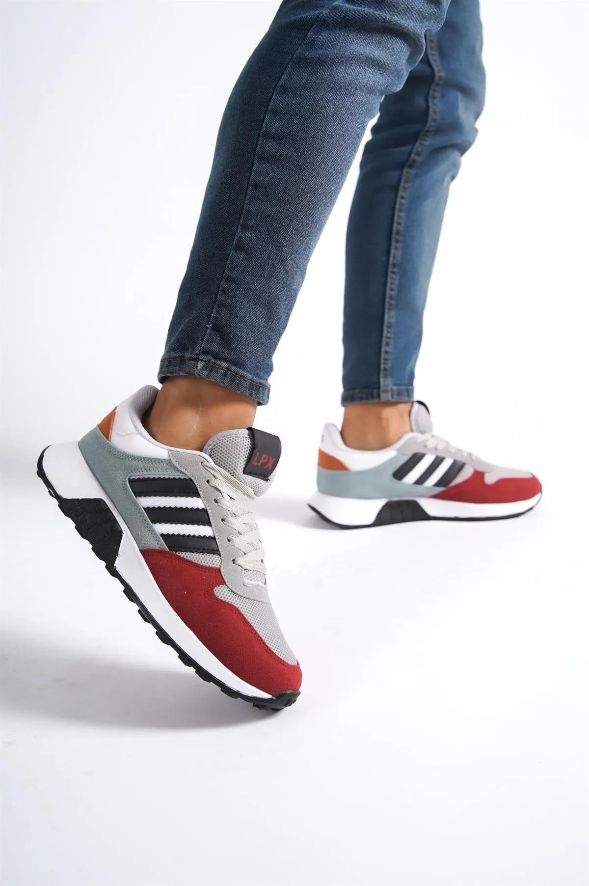 Unisex Red 3 Stripes Sneaker