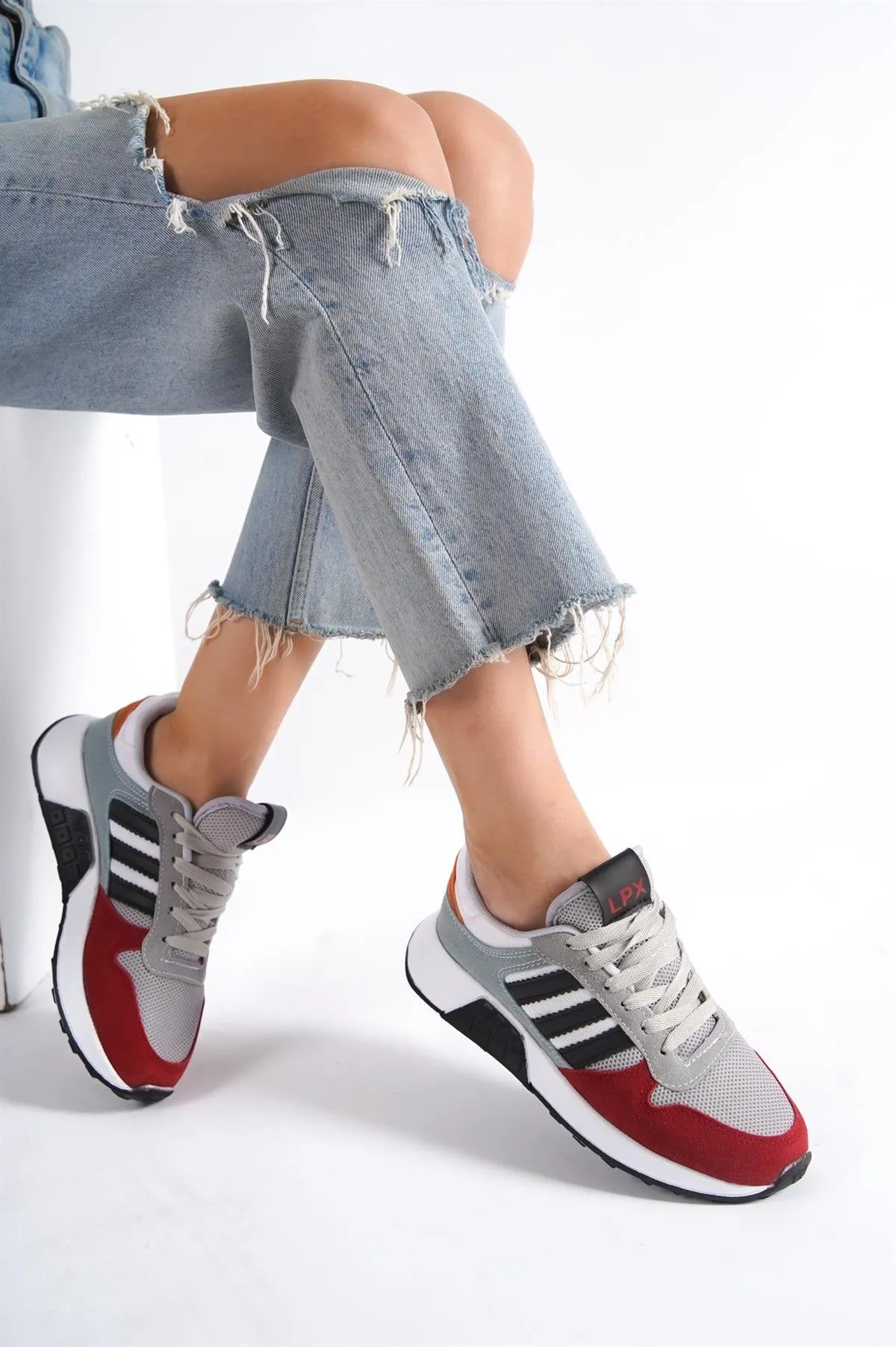 Unisex Red 3 Stripes Sneaker