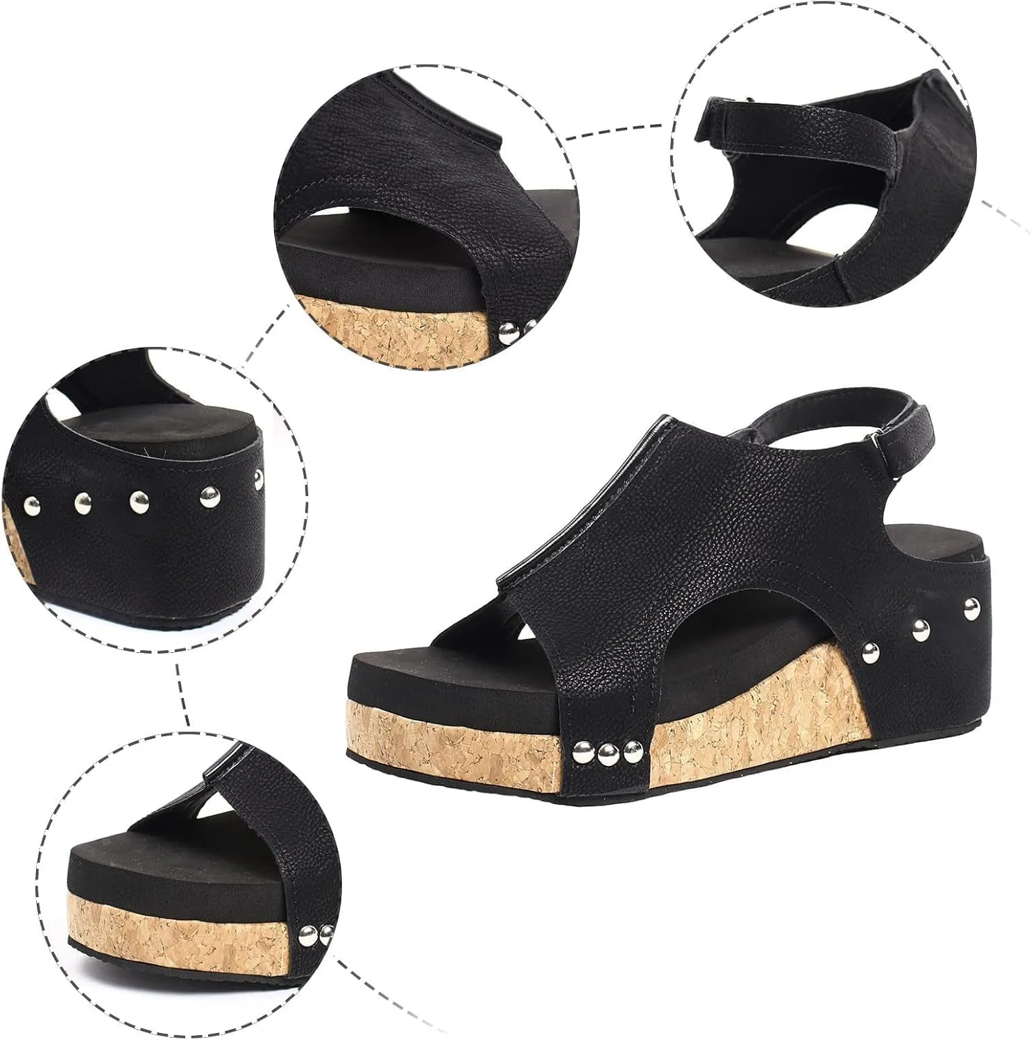 Wedge Sandals for Women 2025,Brown Open Toe Platform Sandals with Ankle Strap Wide Width Wedges Casual Summer Dress Shoes Boho Beach Shoes Low Heel Comfortable for Vacation Party