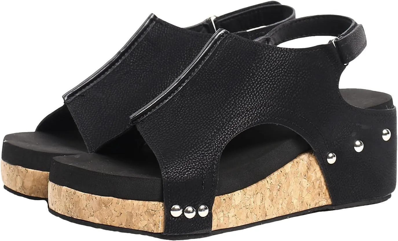 Wedge Sandals for Women 2025,Brown Open Toe Platform Sandals with Ankle Strap Wide Width Wedges Casual Summer Dress Shoes Boho Beach Shoes Low Heel Comfortable for Vacation Party