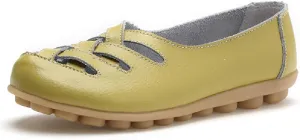 WERWAES Womens Loafers Flat Penny Boat Dress Shoes Comfortable Light-Weight Casual Slip-On Shoes Fashion Moccasin Genuine Leather Office Walking Driving Round Toe Non Slip Shoes
