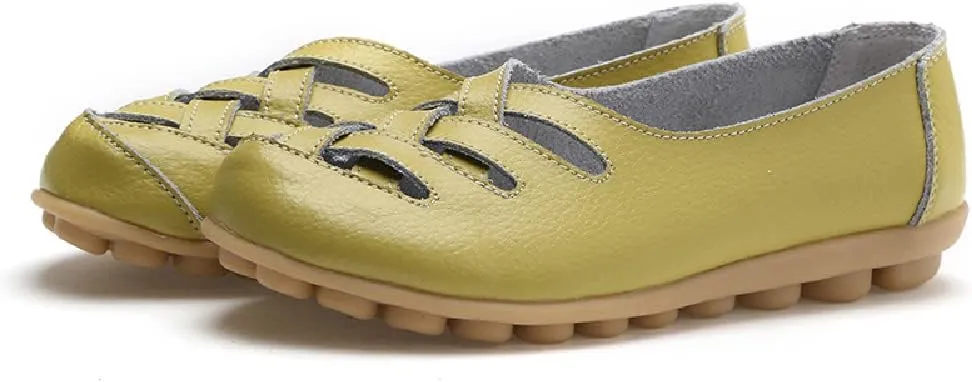 WERWAES Womens Loafers Flat Penny Boat Dress Shoes Comfortable Light-Weight Casual Slip-On Shoes Fashion Moccasin Genuine Leather Office Walking Driving Round Toe Non Slip Shoes