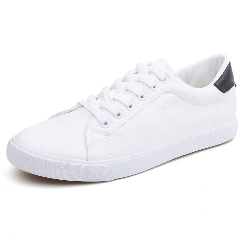 White Black Style Lace Up Men's Fashion Vulcanized Sneakers