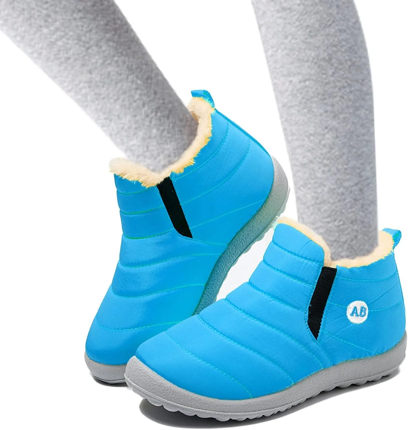 Winter Snow Boots for Kids kids Slip On Barefoot Boots Faux Fur Lined Ankle Booties Girls Boys Barefoot Boots Shoes