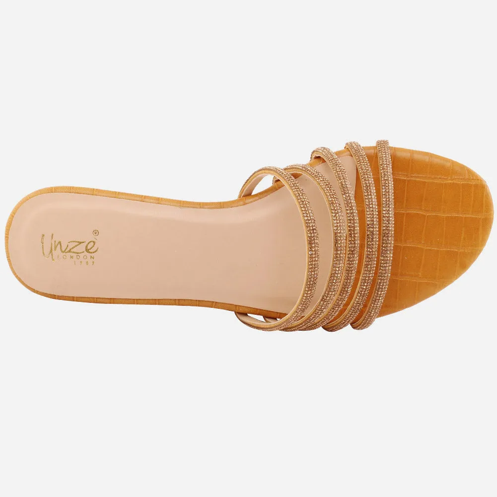 Women "Ethel" Stone Strap Slip On Slippers