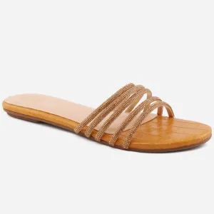 Women "Ethel" Stone Strap Slip On Slippers