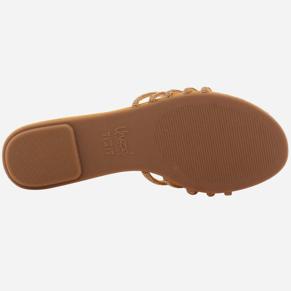 Women "Ethel" Stone Strap Slip On Slippers