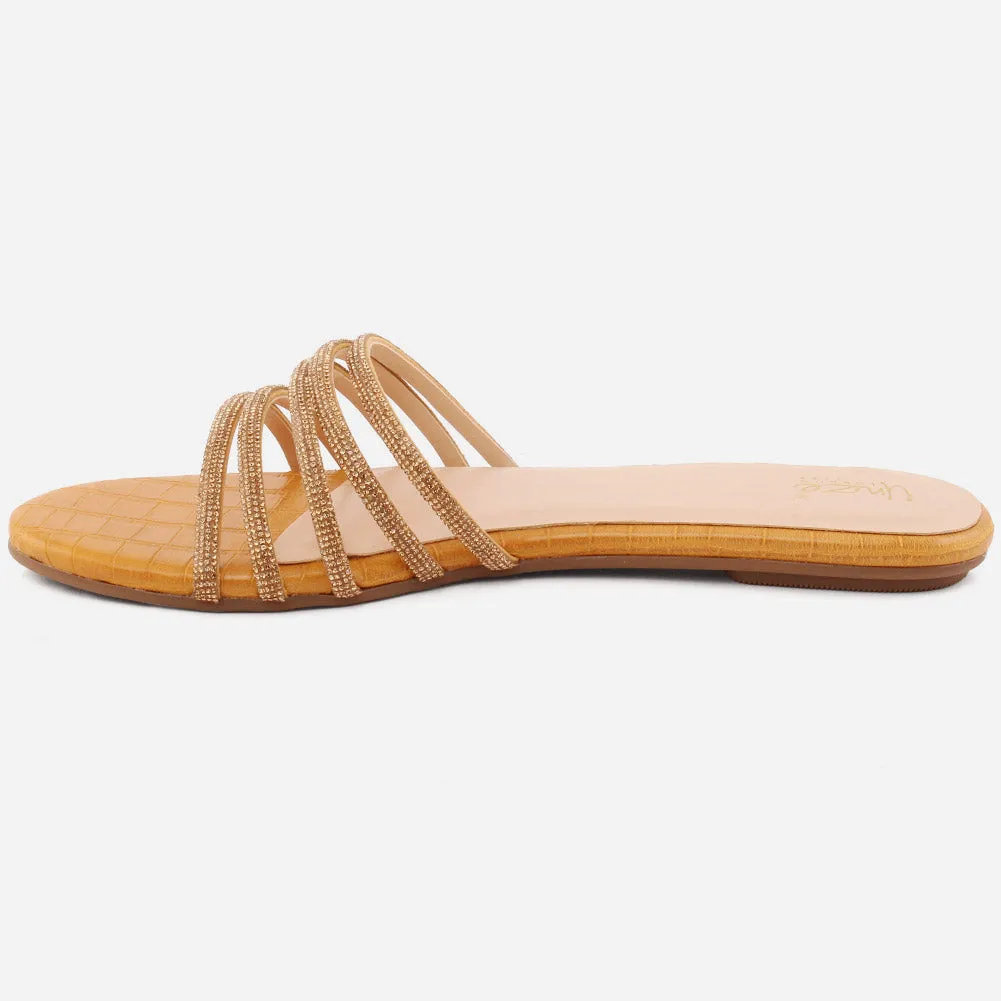 Women "Ethel" Stone Strap Slip On Slippers
