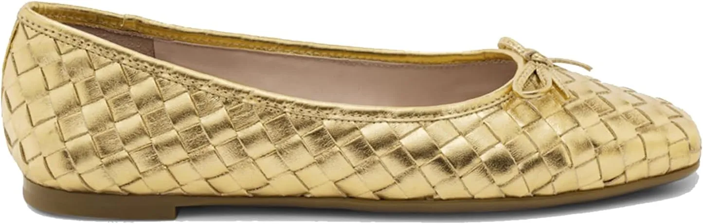 Women Woven Flats Square Toe Bow Ballet Flats Slip on Casual Flat Heel Dress Shoes Woven Closed Toe Flat Shoes with Bow Walking Comfort Vacation Drive Flats Matte 4-11 M US