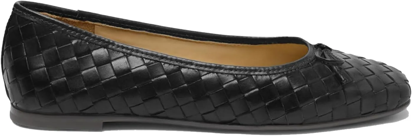 Women Woven Flats Square Toe Bow Ballet Flats Slip on Casual Flat Heel Dress Shoes Woven Closed Toe Flat Shoes with Bow Walking Comfort Vacation Drive Flats Matte 4-11 M US