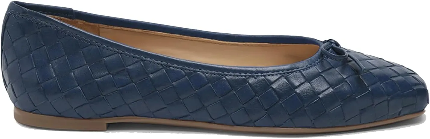 Women Woven Flats Square Toe Bow Ballet Flats Slip on Casual Flat Heel Dress Shoes Woven Closed Toe Flat Shoes with Bow Walking Comfort Vacation Drive Flats Matte 4-11 M US