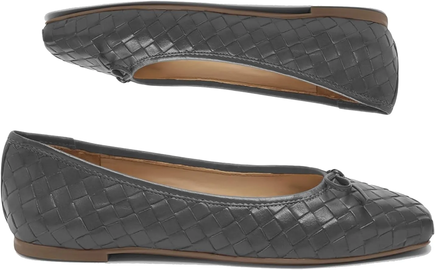 Women Woven Flats Square Toe Bow Ballet Flats Slip on Casual Flat Heel Dress Shoes Woven Closed Toe Flat Shoes with Bow Walking Comfort Vacation Drive Flats Matte 4-11 M US