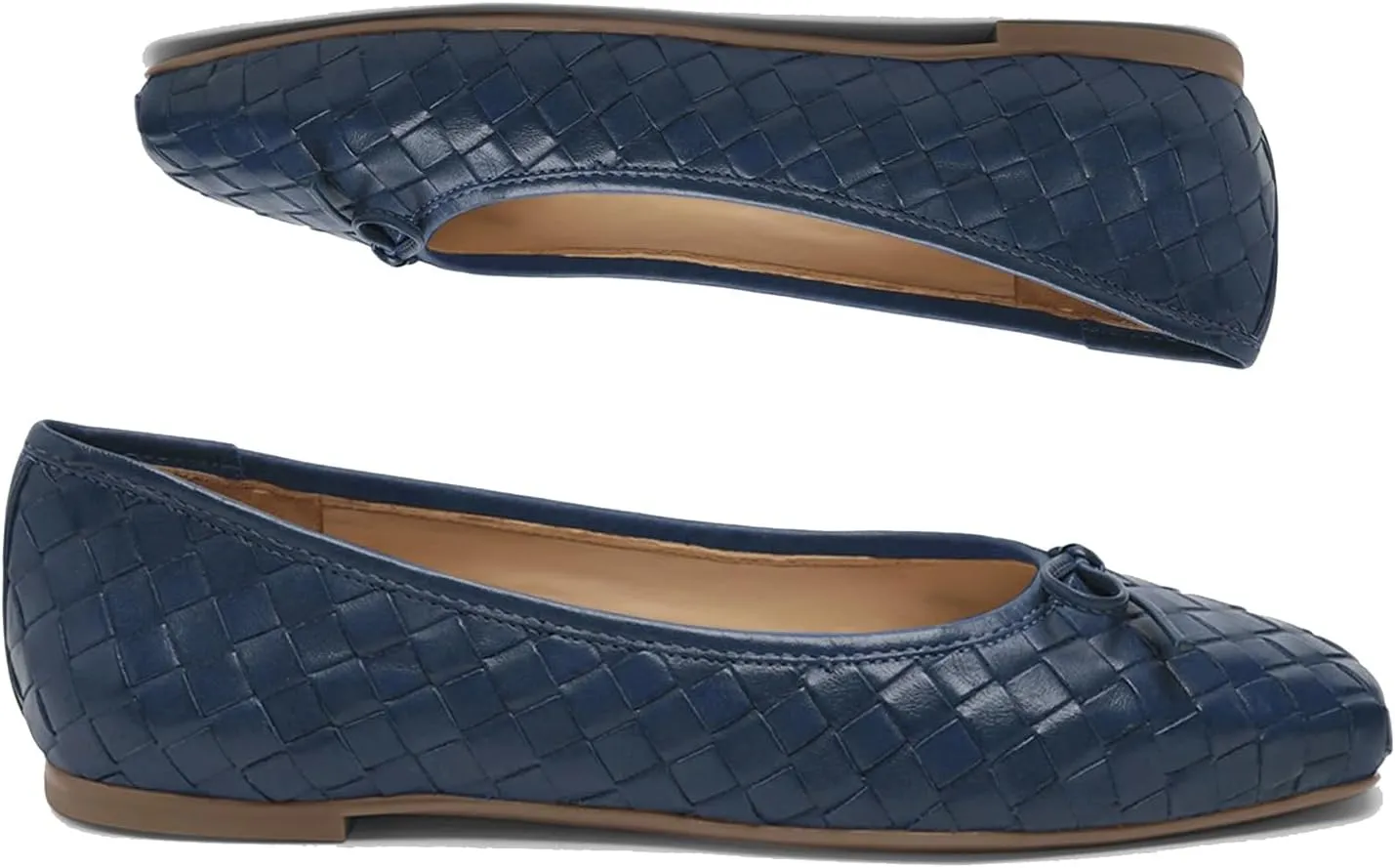 Women Woven Flats Square Toe Bow Ballet Flats Slip on Casual Flat Heel Dress Shoes Woven Closed Toe Flat Shoes with Bow Walking Comfort Vacation Drive Flats Matte 4-11 M US