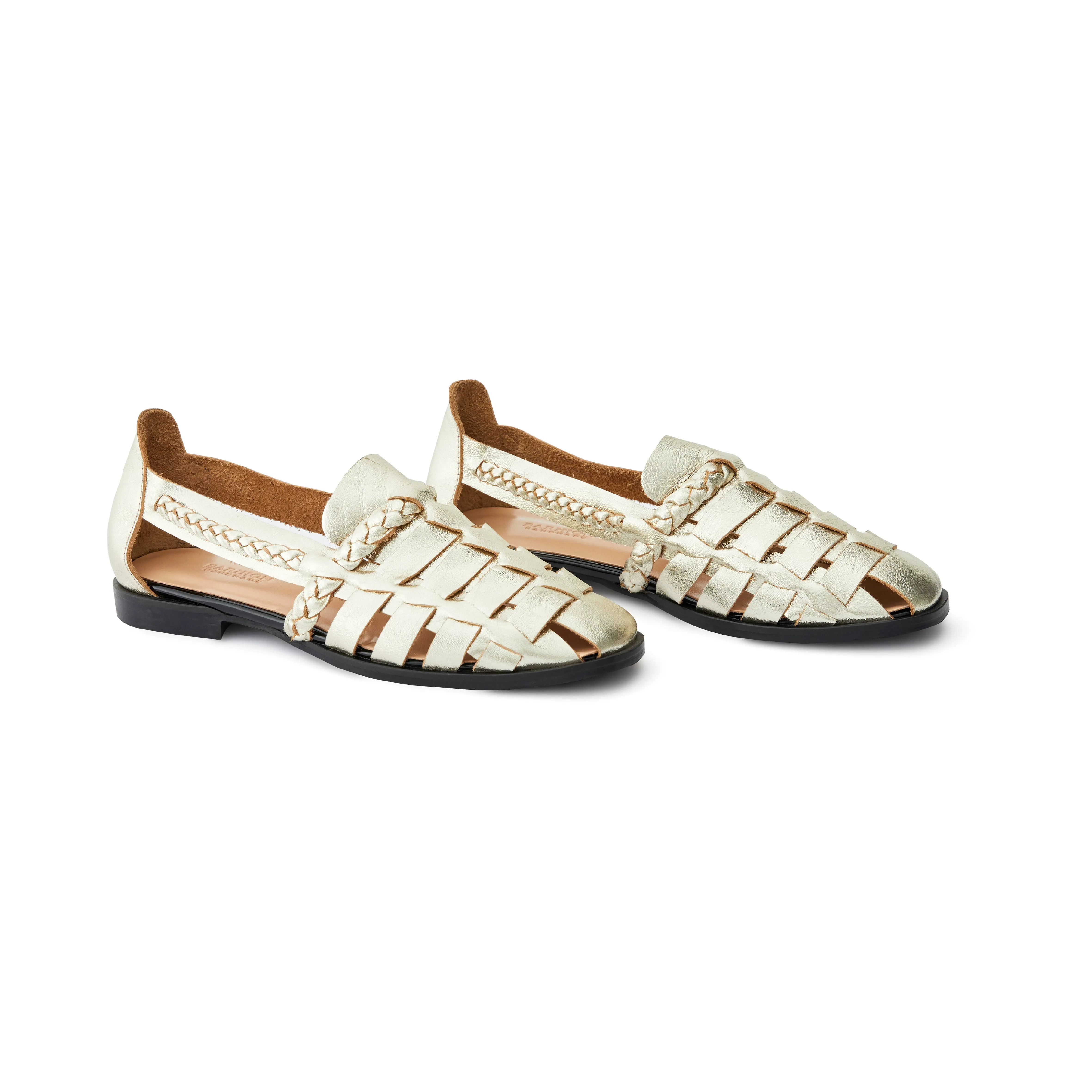 Women's Calf Leather Hand Braided Handmade Flats W3007