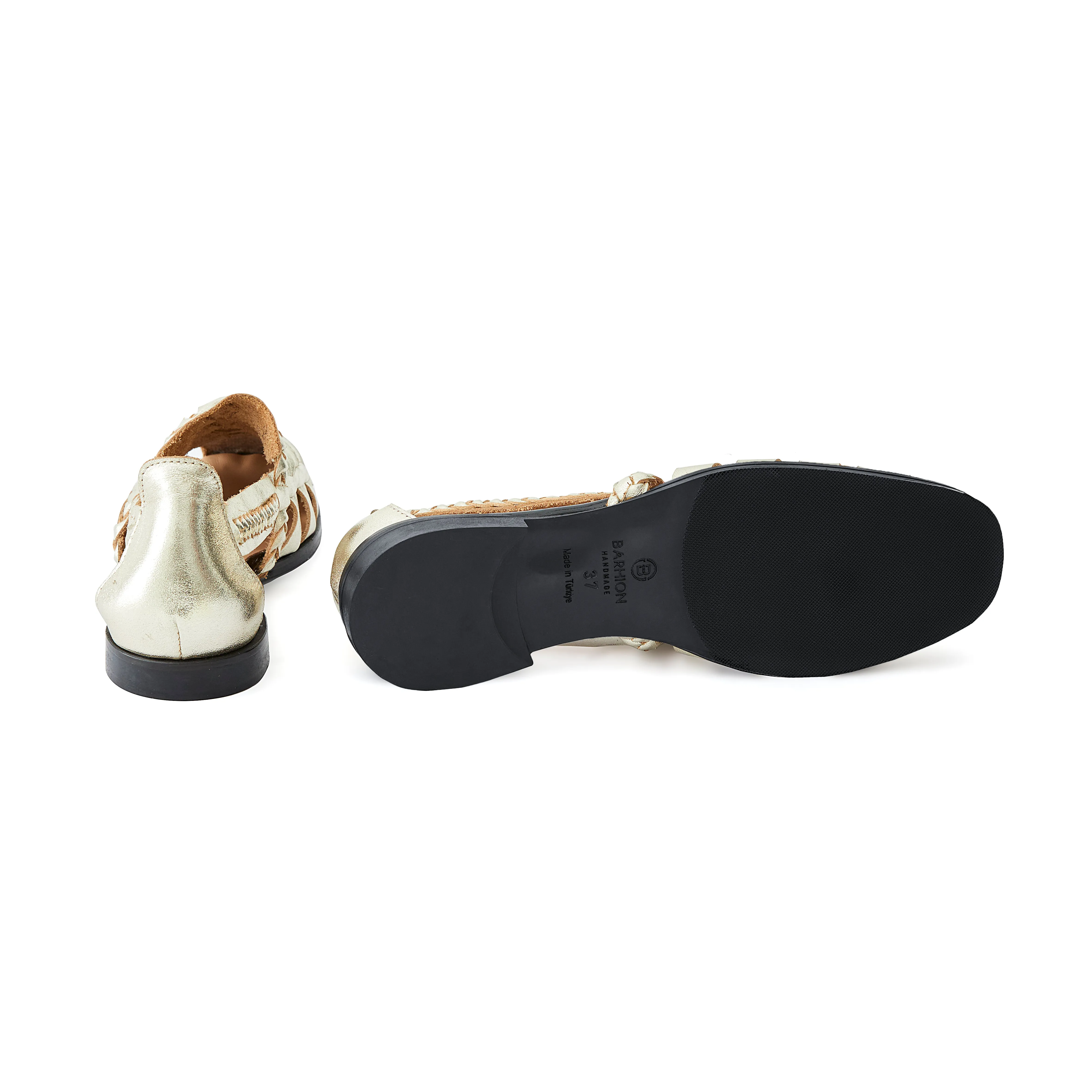 Women's Calf Leather Hand Braided Handmade Flats W3007